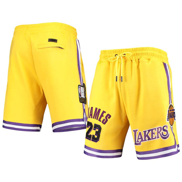 Men's Los Angeles Lakers #23 LeBron James Yellow Shorts